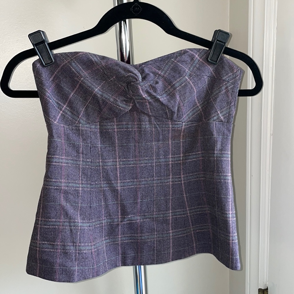 Nanette Lepore bustier style top. Purple plaid.